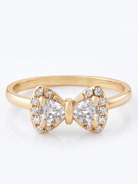 Dainty Gold Bow / Bowtie ring, size 7